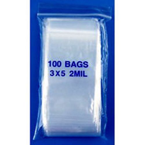 100 ZIPPER BAG POLY PLASTIC BAGGIES ZIPLOCK 3&#034;X 5&#034;