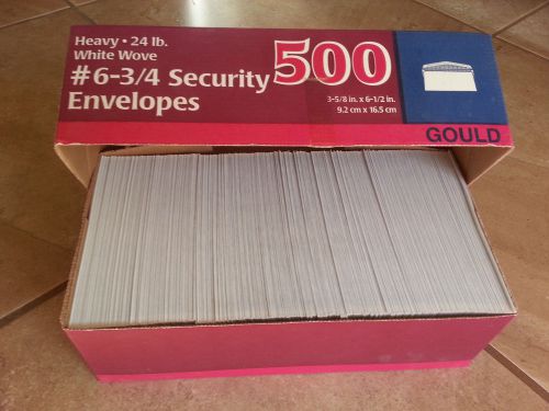 Security Envelopes # 6- 3/4, 400 count, 3-5/8 in x 6  1/2  in GOULD brand Heavy 24lb