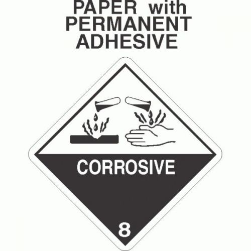 Corrosive Class 8 Paper Labels D.O.T. 4X4 (ROLL OF 500)
