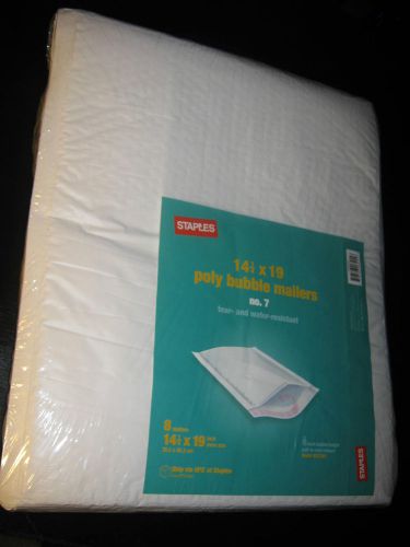Staples 14-1/4&#034; x 19 Poly Bubble Mailers &#034;New&#034; 8-mailers Made in USA