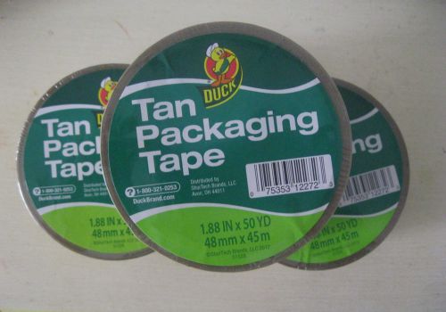 New 3 Rolls Lot Duck Tape Tan Brown Packing Shipping  1.88 Inch 50 Yards Each