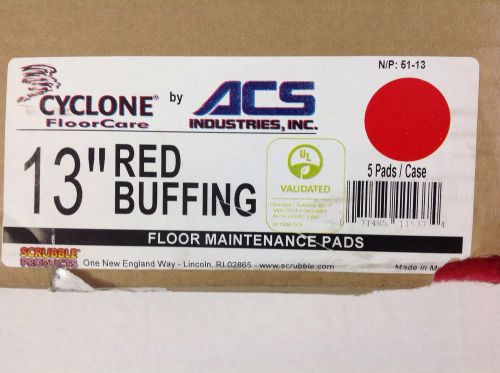 13&#034; Red Buffing Floor Maintenance Pads-5 pads/case