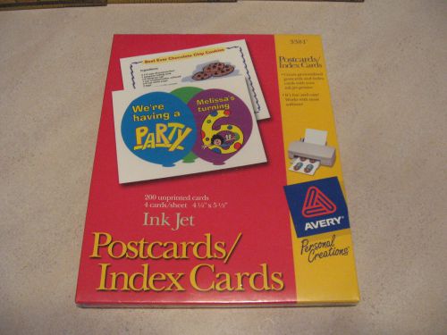 AVERY BRAND INK JET POSTCARDS / INDEX CARDS 200 COUNT-STILL SEALED
