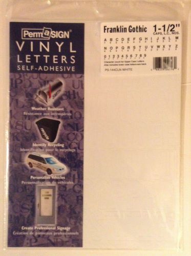 Vinyl Lettering Self-Adhesive 1 1/2&#034; White Franklin Gothic Caps &amp; Nos.