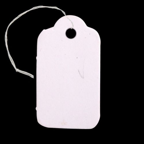 500pcs  White Rectangle Jewelry Display Paper Price Tags Tie Lable Cotton Cord