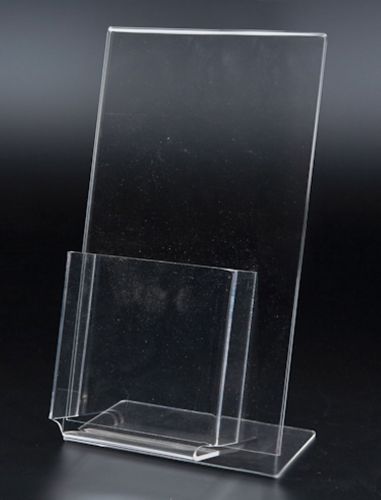 BOX OF SIX - 8.5x14 Acrylic Sign Holders with Pocket for Brochures