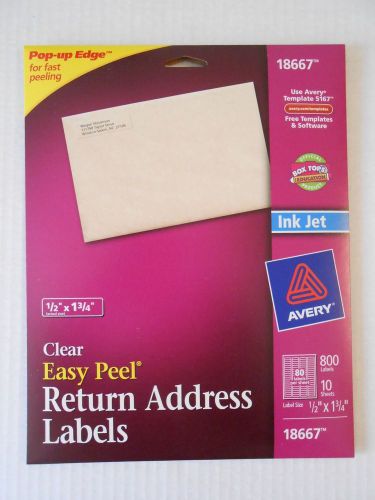Avery 18667 Clear Inkjet Return Address labels with Easy Peel, 1/2&#034; X 1-3/4&#034;