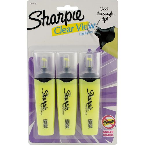 Sharpie Clear View Highlighters Chisel Tip Yellow 3/Pk