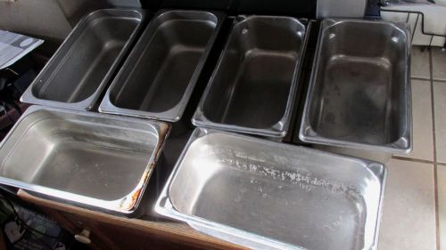 Stainless Steel SS Buffet Steam Table Insert Pan LOT of 6 - 4x7x12&#034; - 4.1 qt
