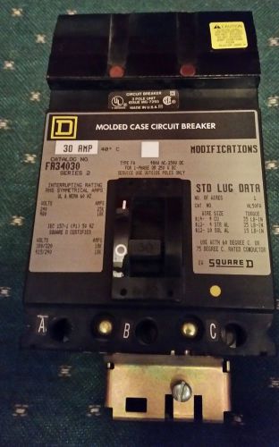 30 amp 480 volt square d i-line circuit breaker cat# fr34030 for sale