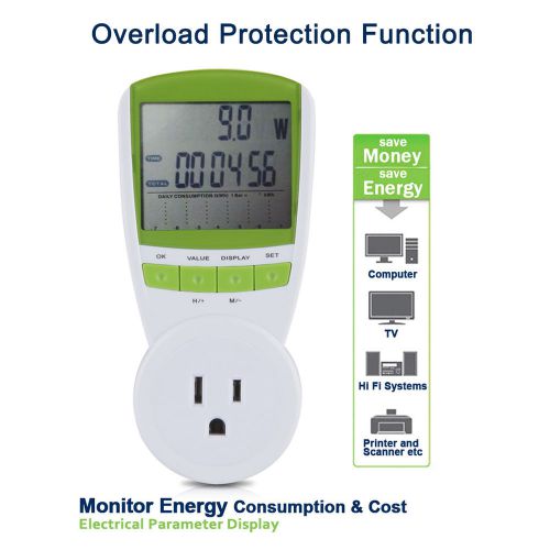 LCD Power Energy Meter Watt Voltage Volt Monitor Analyzer Electricity Plug in US