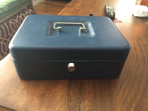 Blue 8&#034; x 10&#034; key lock cash box with coun tray for sale