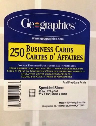 NIP, Geographics, Business Cards, Speckled Grey, 250 Pack, 2&#034; x 3.5&#034;, Acid Free