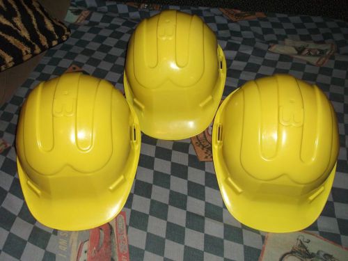 3x Tuf-E Hard Hat Yellow Plastic Rare Cosplay MMORPG Ghostbusters II