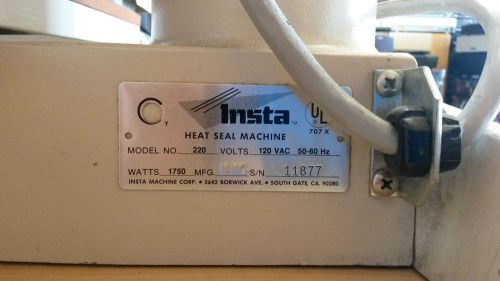 Insta Heat  Seal Machine Model # 220