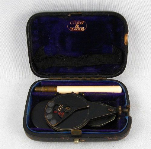 ANTIQUE CURRY &amp; PAXTON LONDON OPHTHALMOSCOPE IN CASE OPTICIANS INSTRUMENT
