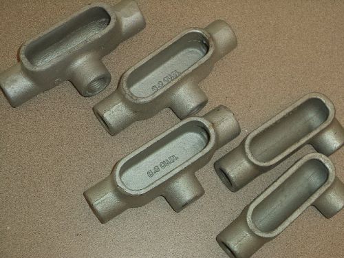 Crouse hinds appleton 1/2&#034; unilet t17 ll17 lot of 5 electric conduit cast iron for sale