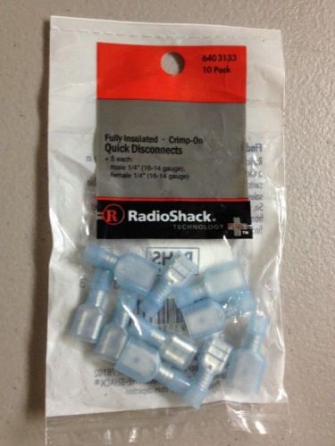 RadioShack 1/4&#034; Fully Insulated Quick Disconnects (10-Pack) - 5 Male, 5 Female (