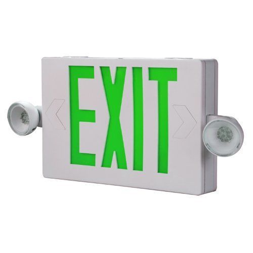 All-pro emergency apch7g combo unit led-exit sign with dual lights  green letter for sale