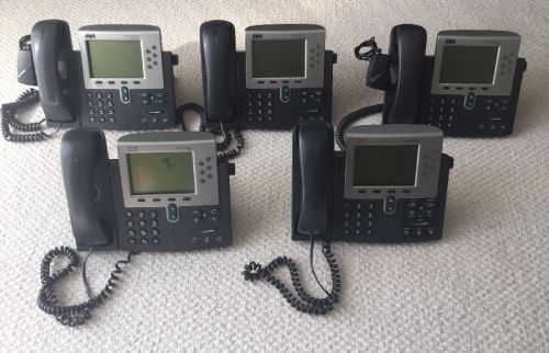 QTY 5 CISCO 7961 7962 VoIP BUSINESS TELEPHONE LOT WITH HANDSETS LOT