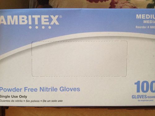 Ambitex Powder Free Nitrile Gloves, Medium, 100 count