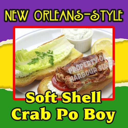 Soft Shell Crab Po Boy Decal 14&#034; Food Truck Concession Restaurant Vinyl Menu