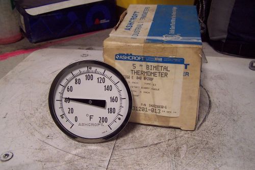 NEW ASHCROFT 7JA-31201-013 BIMETAL THERMOMETER 5&#034; FACE 1/2&#034; NPT RANGE 0-200?F