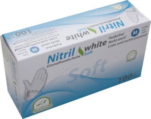 Box of 100 Medi-Inn Nitrile Soft White Powder Free Disposable Examination Gloves