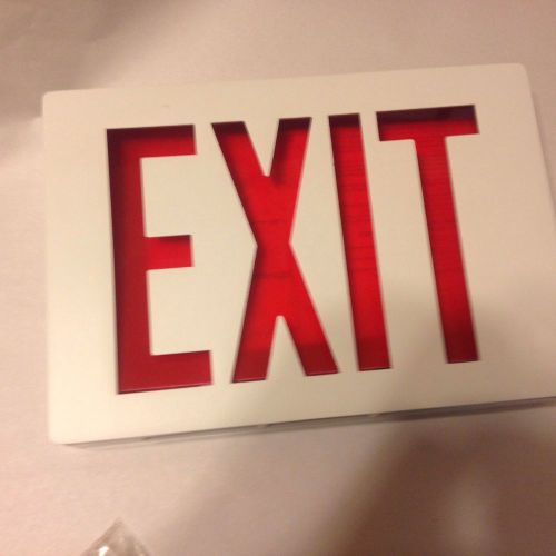 New lithonia lighting white red emergency exit sign light single face 120 v for sale