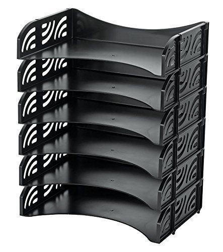 NEW OfficeMax Plastic Letter Tray  Black  6-Pack