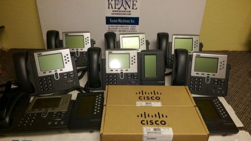 Lot of 7 Cisco Systems IP Phone 7961 Phones CP-7961G &amp; 3 7914 Expansion Modules