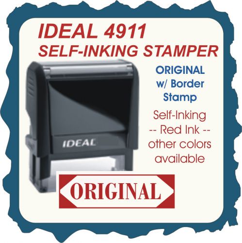 Original w/border, custom made self inking rubber stamp 4911 red ink for sale
