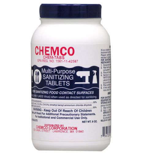 Chem-Tabs Quaternary Sanitizing Tablets - 6 x 150 Sanitizer Tablets per bottle