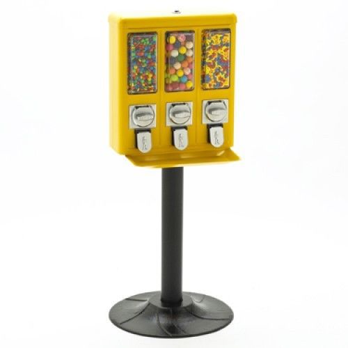 Pro All-Metal Triple Vend Gumball &amp; Candy Machine (Yellow)
