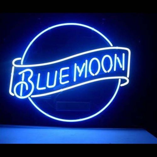 17*14 BLUE MOON LAGER BEER Neon Light Sign Store Display Beer Bar Sign Real Neon