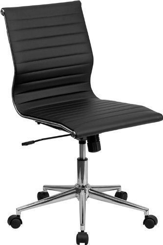 Black flash furniture armless leather office chair for sale