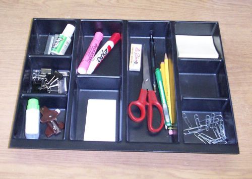 9 COMPARTMENT BLACK PLASTIC ORGANIZER TRAY FOR OFFICE AND TOOLS