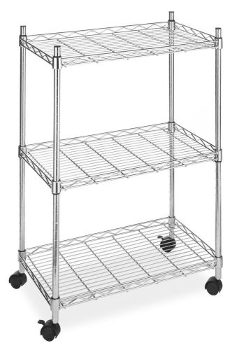 Storage on wheels Cart Rack Shelves Shelf Office Home Kitchen Chrome Cabinets