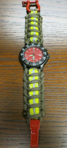 FIREFIGHTER Smith &amp; Wesson Watch w/ Cust. Bunker Turnout Gear Paracord 550 Band