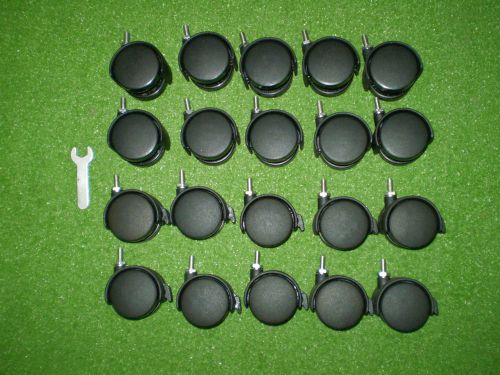 Lot of (20) flat black hooded furniture caster -  dual 2&#034; wheel for sale