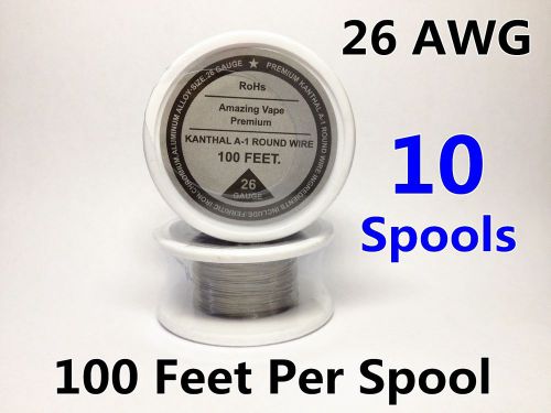 10 spools x 100 feet kanthal a1 round wire 26awg,(0.40mm),26gauge resistance ! for sale