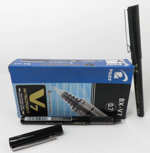 Pilot Hi-Tecpoint BX- V7 0.7mm ink ball pen in black x12 pcs