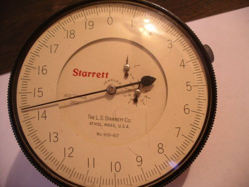 Starrett 3 &#034; .0001 over size dial indicator Model 656-617 with .400 of travel