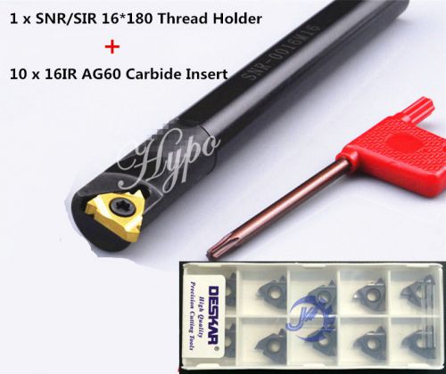 10pc 16 IR AG60 Insert  And SIR/SNR 16x180mm Lathe Internal Threading Boring Bar