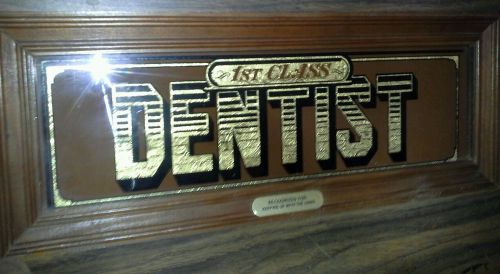 Antique Victorian Dentist Advertising Sign VTG Dental Brass Glass Wooden Mirror