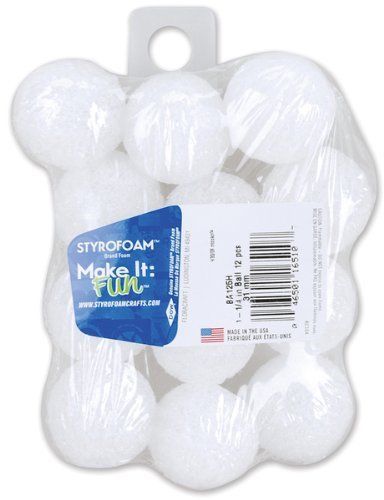 Styrofoam Balls 12-Pack: 1-1/4&#034; White