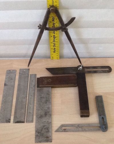 Antique machinist screw tap drafting square bevel pexto caliper-compass-divider for sale