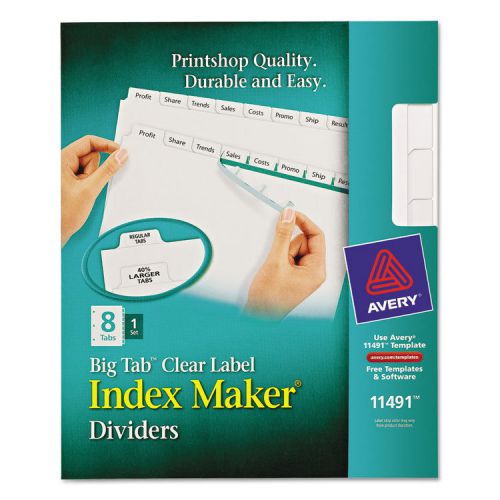 Index maker with big tab, 11x8-1/2, 8-tab, white for sale