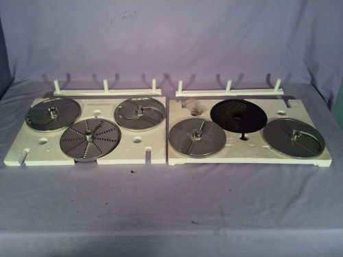 New Hallde Hobart Slicing Shredding Disc Plates - 6 Total Plates w/ Wall Racks
