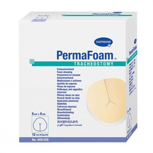 Permafoam dressing: non-adhesive: 3.2&#034; x 3.2&#034; tracheostomy - box of 10 for sale